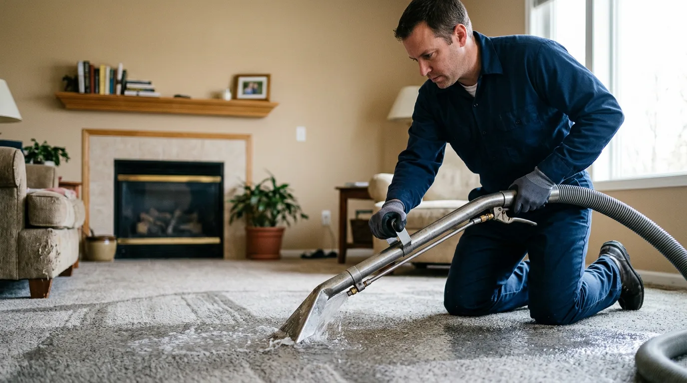 Water damage restoration technician working near Mineral, IL